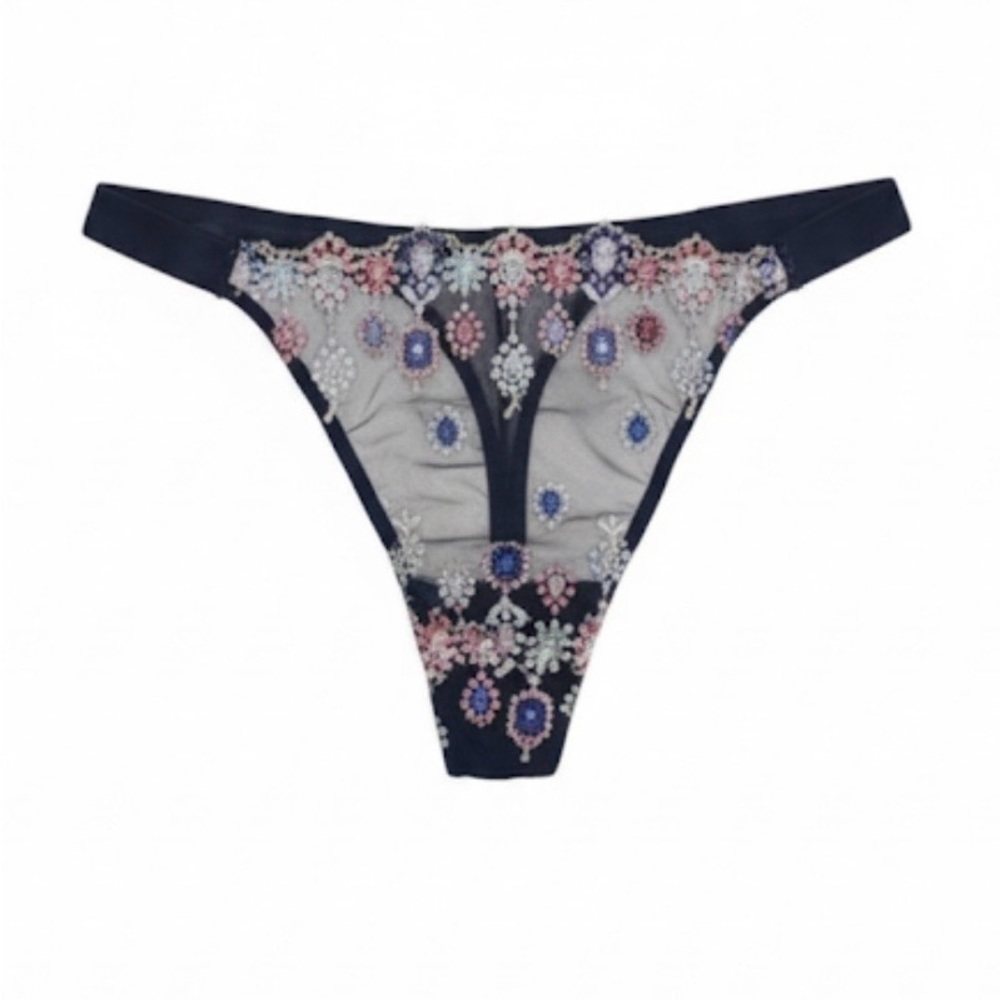 Victoria's Secret Navy and Multicolor Embroidered Panties